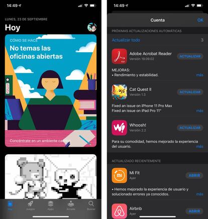 Actualizar apps en App Store de Apple.