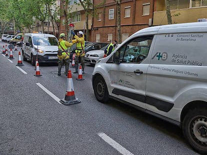 Tècnics inspeccionen les clavegueres de Barcelona.