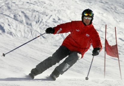 Schumacher, esquiando en Madonna di Campiglio.