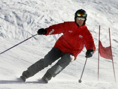 Schumacher, esquiando en Madonna di Campiglio.