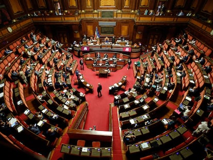 Vista del Senado italiano durante una comparecencia del primer ministro, Giuseppe Conte, el pasado 28 de julio.