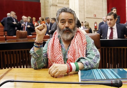 El diputado de Izquierda Unida Juan Manuel Sánchez Gordillo en el Parlamento andaluz, en una imagen de archivo.