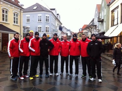Los integrantes de la selección, en las calles de Aalborg