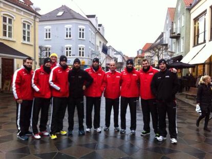 Los integrantes de la selección, en las calles de Aalborg