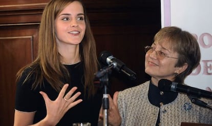 Emma Watson, durante su discurso en Montevideo.