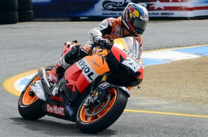 Dani Pedrosa, durante los primeros entrenamientos libres de Laguna Seca.