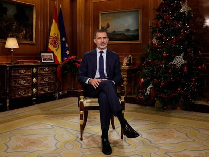 El rey Felipe VI en un momento de su discurso de Navidad de 2019.