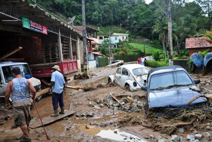 Detalle de una zona afectada por las inundaciones, en el municipio de Teresópolis.