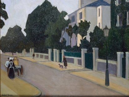 Una escena tradicional de vecindario a principios del siglo XX en 'Queen's Grove, St John's Wood' (1918), obra del pintor británico Robert Polhill Bevan.