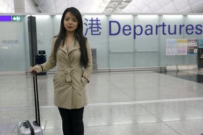 Anastasia Lin, en el aeropuerto de Hong Kong.