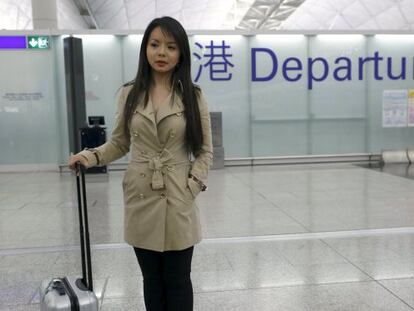 Anastasia Lin, en el aeropuerto de Hong Kong.