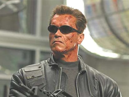 Arnold Schwarzenegger, en el rodaje de la película Terminator III.