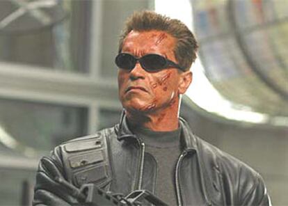 Arnold Schwarzenegger, en el rodaje de la película Terminator III.