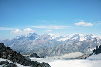 Paisaje de Cervinia, en los Alpes italianos, donde se ha fotografiado y rodado la campaña de Bvlgari Man Glacial Essence.