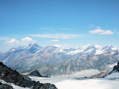 Paisaje de Cervinia, en los Alpes italianos, donde se ha fotografiado y rodado la campaña de Bvlgari Man Glacial Essence.