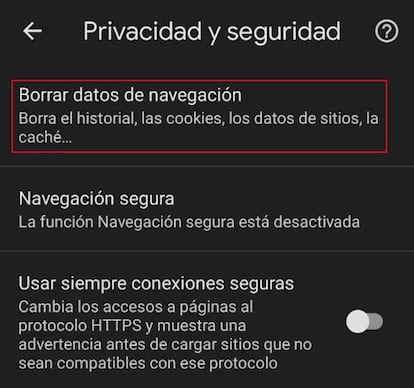 Borrar datos Android