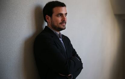 Alberto Garzón, antes de la entrevista.