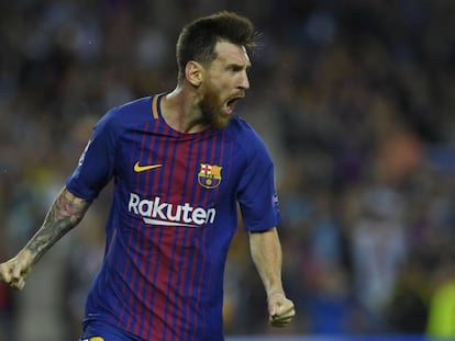 Messi celebra el seu gol contra el Juventus.