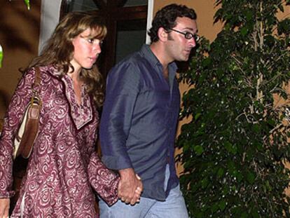 Ana Aznar y Alejandro Agag, a la llegada de un restaurante de Palma de Mallorca.