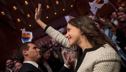 Inés Arrimadas y Albert Rivera en un acto de Ciudadanos en Girona