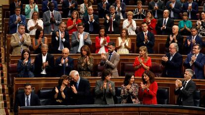 El presidente del Ejecutivo en funciones, Pedro Sánchez,  este miércoles en el hemiciclo del Congreso. 