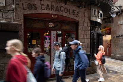 Exterior de Los Caracoles, en la calle Escudellers, en plena zona turística de Barcelona. 
