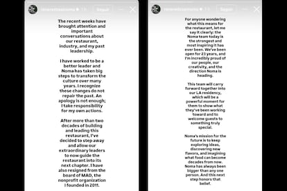 El comunicado de dimisión de René Redzepi.