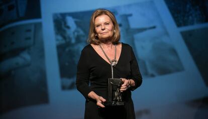 La escritora española Carme Riera, galardonada con el Premio Atlántida 2019.