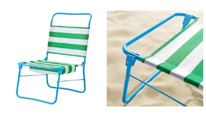 Esta silla de playa es ligera y se puede transportar cómodamente. IKEA.