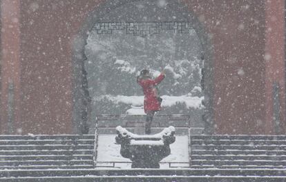 Fotos bajo la nieve en un parque de Lin'an en China, donde se vive una fuerte oleada de frío.