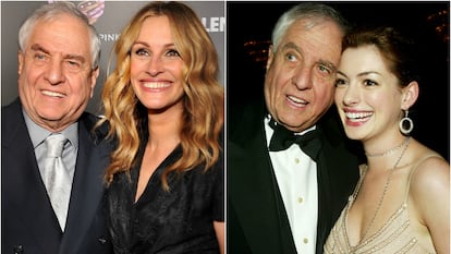 Garry Marshall con Julia Roberts y, a la derecha, con Anne Hathaway.