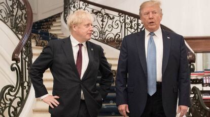 El presidente de EE UU, Donald Trump, junto al primer ministro británico, Boris Johnson, en la cumbre del G7 en Biarritz.