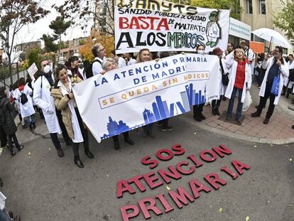 Manifestación en Madrid de los médicos de atención primaria en el inicio de la huelga el pasado día 21 de noviembre.