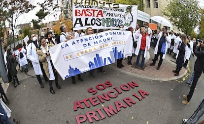 Manifestación en Madrid de los médicos de atención primaria en el inicio de la huelga el pasado día 21 de noviembre.