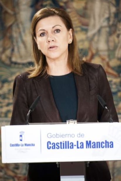 Dolores de Cospedal, en una rueda de prensa el pasado viernes.