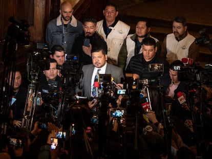 Luis Enrique Orozco, en conferencia de prensa en el Palacio de Gobierno de Nuevo León, el 2 de diciembre.