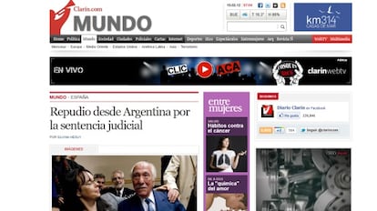 Página web de Clarín.