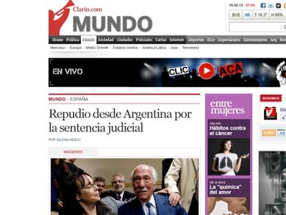 Página web de Clarín.