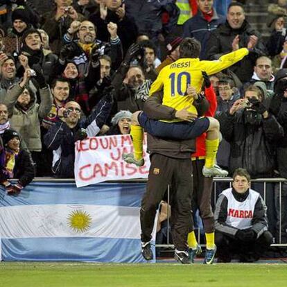 Messi celebra su tercer gol contra el Atlético de Madrid.