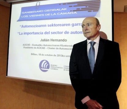 Julián Hernando, antes de la conferencia en la Cámara de Comercio de Bilbao.