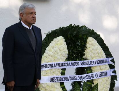 López Obrador, este martes, en la conmemoración de la Revolución Mexicana.
