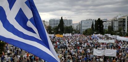 Protesta de este domingo en la plaza de Sintagma en Atenas