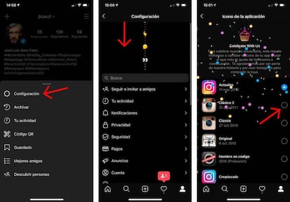 Cambiar el icono de Instagram en iOS.