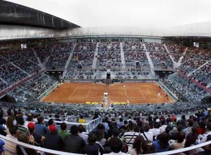 Vista de la Caja Mágica durante un partido del Masters de Madrid.