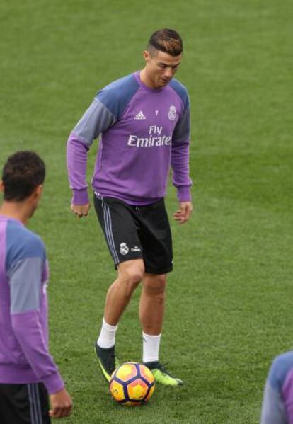 Cristiano, durante el último entrenamiento.