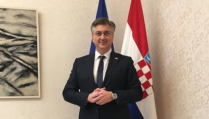 Plenkovic, tras la entrevista, el 16 de enero.