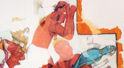 Recreación de las pinturas mayas.