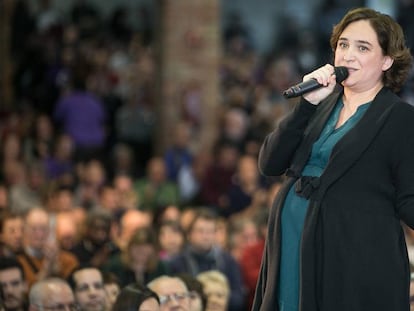 Ada Colau durante la presentación de Un país en común el enero.