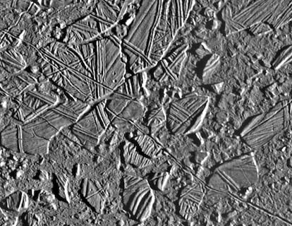 An image of Europa's surface. 