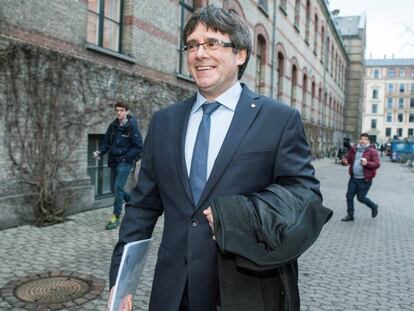 Carles Puigdemont, dilluns després del seu discurs a la Universitat de Copenhaguen.